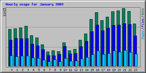 Hourly usage for January 2003